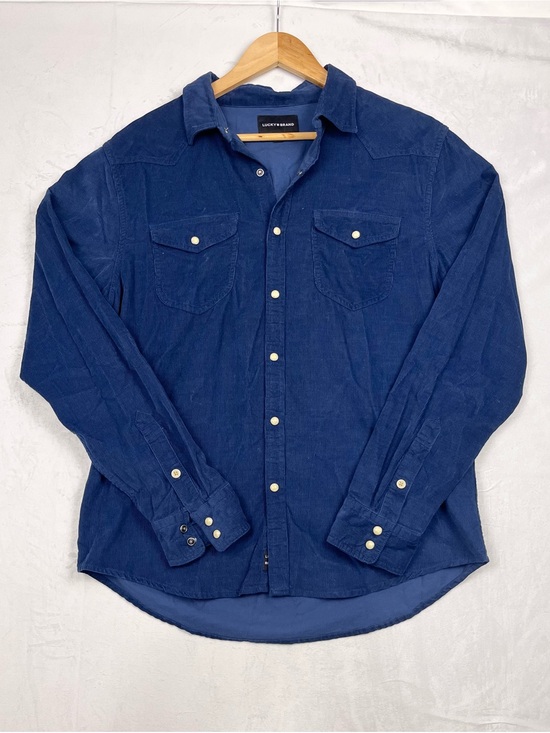 Lucky Brand Other - Lucky Brand Corduroy Western Snap Button Shirt Blue Long Sleeve Size Medium